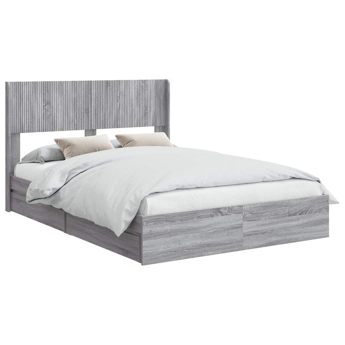 Cadru de pat cu depozitare și tăblie Sonoma gri 150 x 200 cm - WALTI WALTI