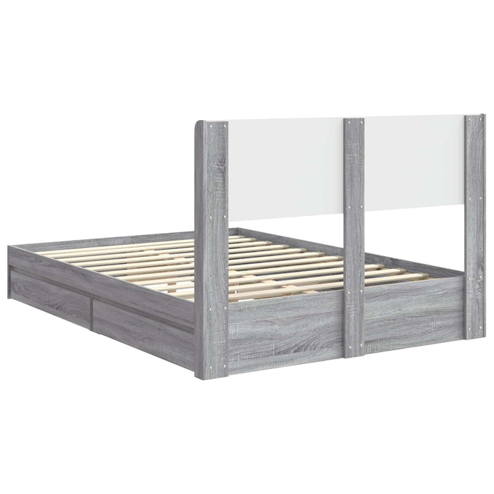 Cadru de pat cu depozitare și tăblie Sonoma gri 150 x 200 cm - WALTI WALTI