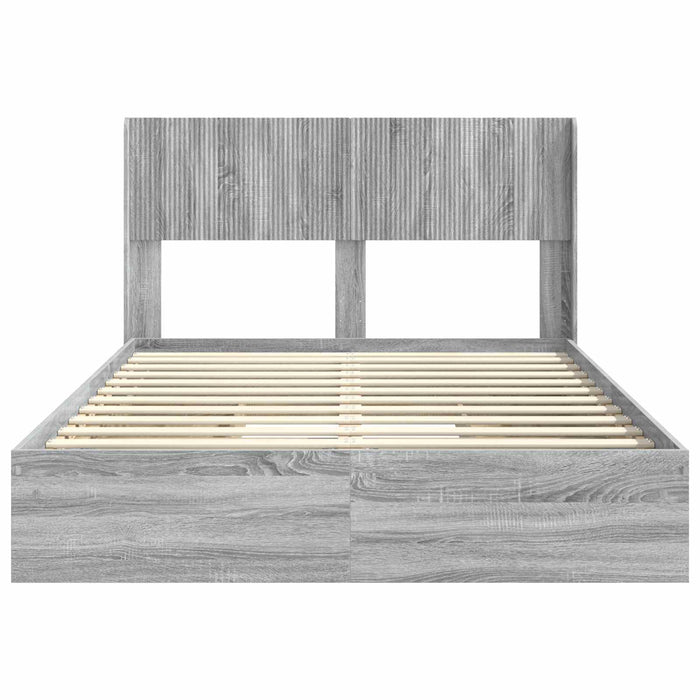 Cadru de pat cu depozitare și tăblie Sonoma gri 150 x 200 cm - WALTI WALTI