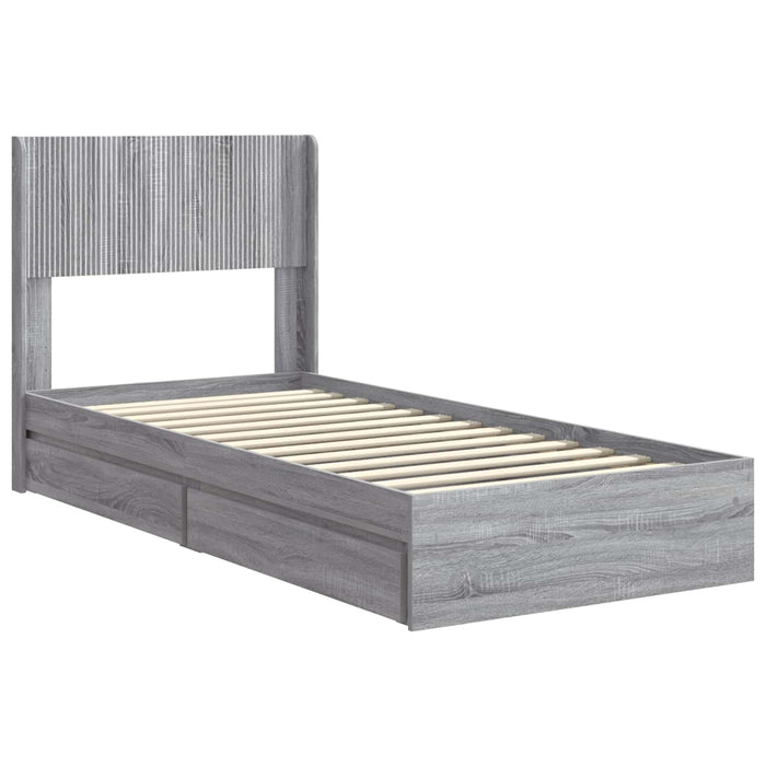 Cadru de pat cu depozitare și tăblie Sonoma gri 100 x 200 cm - WALTI WALTI