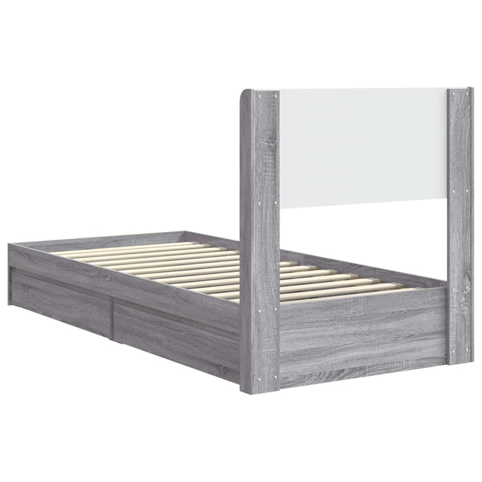 Cadru de pat cu depozitare și tăblie Sonoma gri 90 x 190 cm - WALTI WALTI