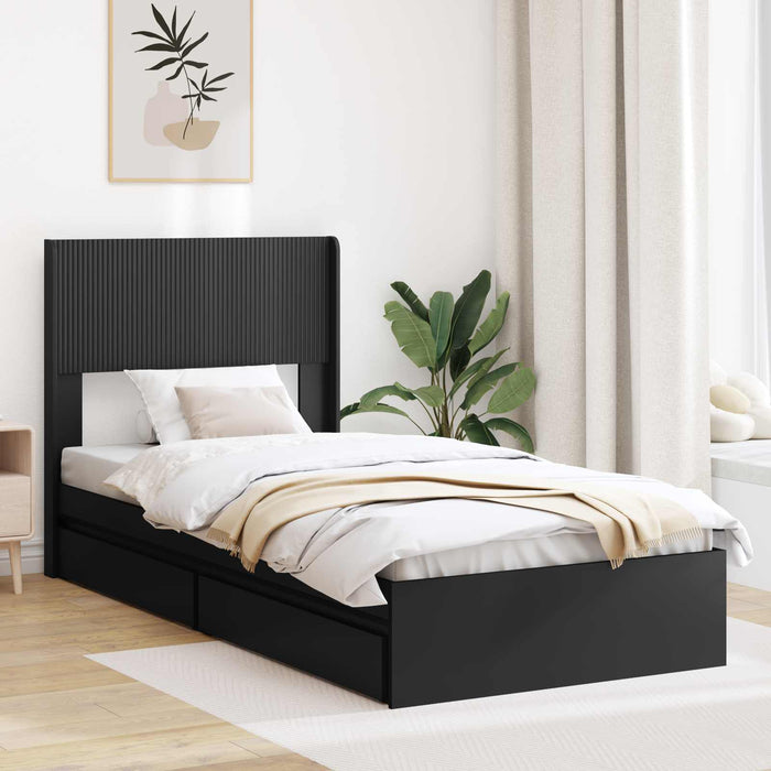 Cadru de pat cu depozitare și tăblie Negru 75 x 190 cm - WALTI WALTI