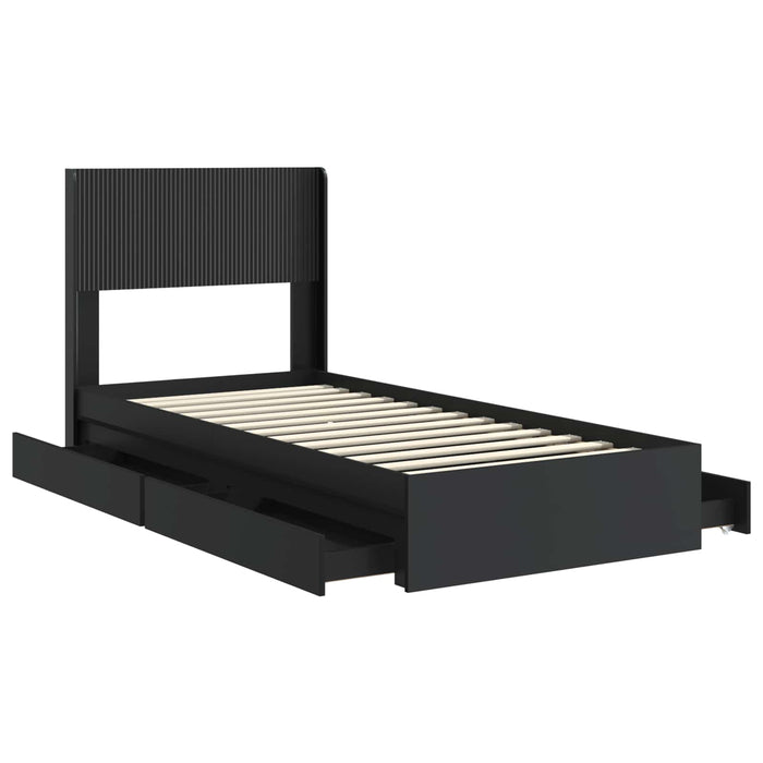 Cadru de pat cu depozitare și tăblie Negru 75 x 190 cm - WALTI WALTI