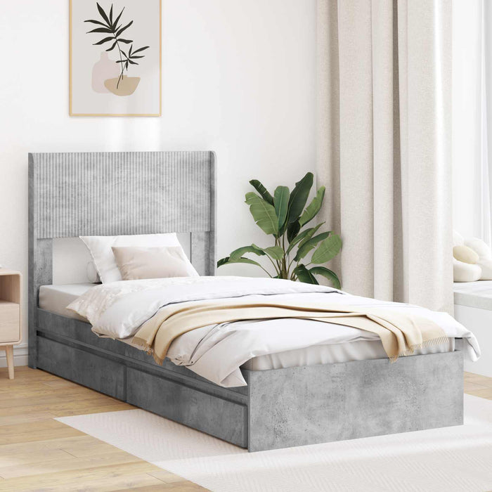 Cadru de pat cu depozitare și tăblie Gri Beton 75 x 190 cm - WALTI WALTI