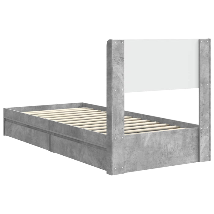 Cadru de pat cu depozitare și tăblie Gri Beton 75 x 190 cm - WALTI WALTI