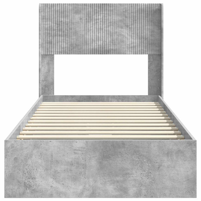 Cadru de pat cu depozitare și tăblie Gri Beton 75 x 190 cm - WALTI WALTI