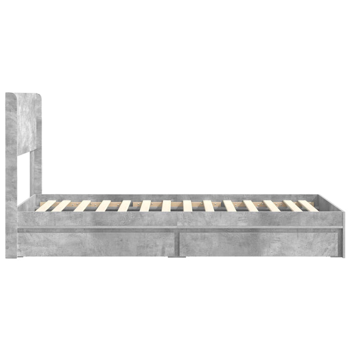 Cadru de pat cu depozitare și tăblie Gri Beton 75 x 190 cm - WALTI WALTI