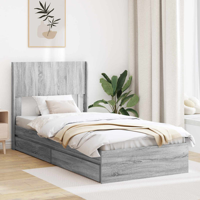 Cadru de pat cu depozitare și tăblie Sonoma gri 75 x 190 cm - WALTI WALTI