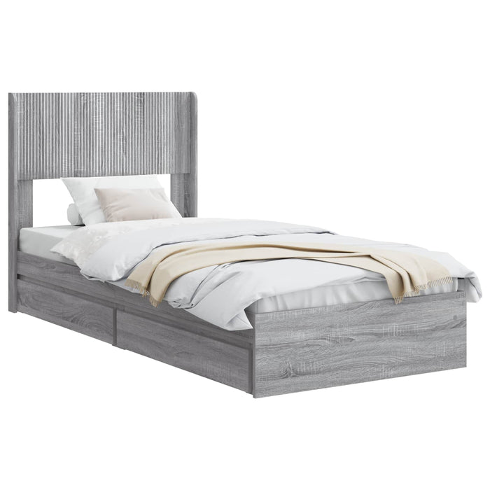 Cadru de pat cu depozitare și tăblie Sonoma gri 75 x 190 cm - WALTI WALTI