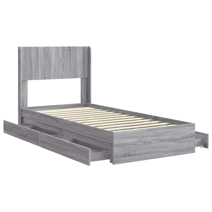 Cadru de pat cu depozitare și tăblie Sonoma gri 75 x 190 cm - WALTI WALTI