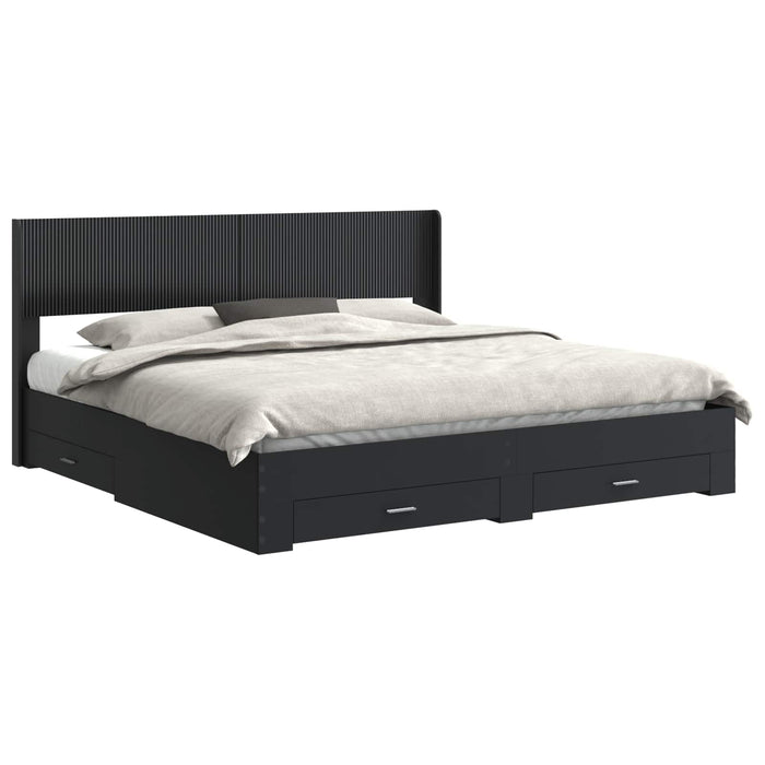 Cadru de pat cu depozitare și tăblie Negru 200 x 200 cm WALTI