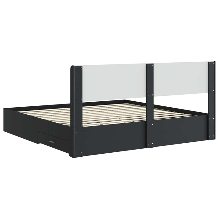 Cadru de pat cu depozitare și tăblie Negru 200 x 200 cm WALTI