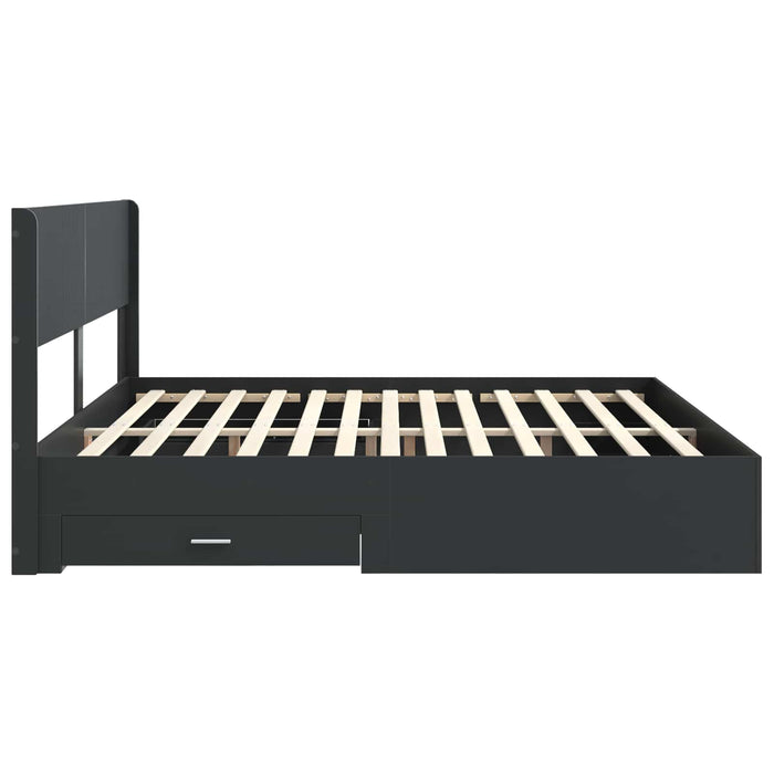 Cadru de pat cu depozitare și tăblie Negru 200 x 200 cm WALTI