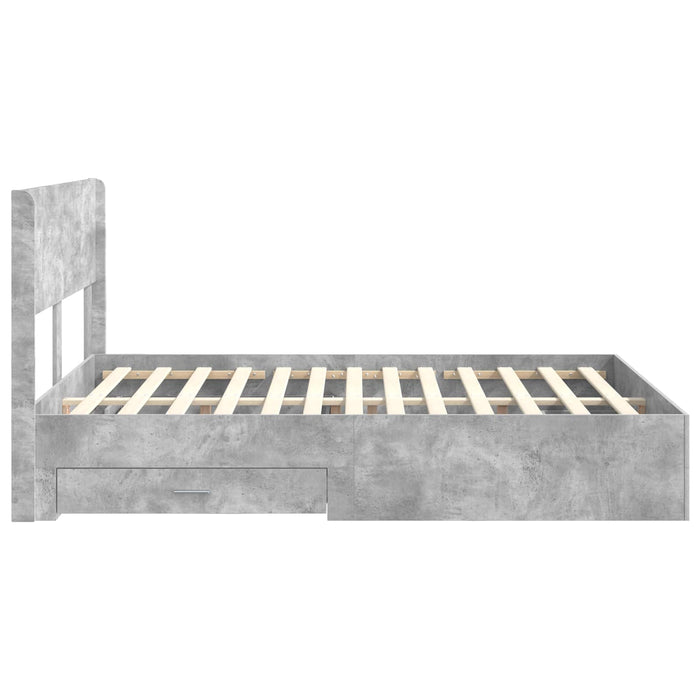 Cadru de pat cu depozitare și tăblie Gri Beton 150 x 200 cm - WALTI WALTI
