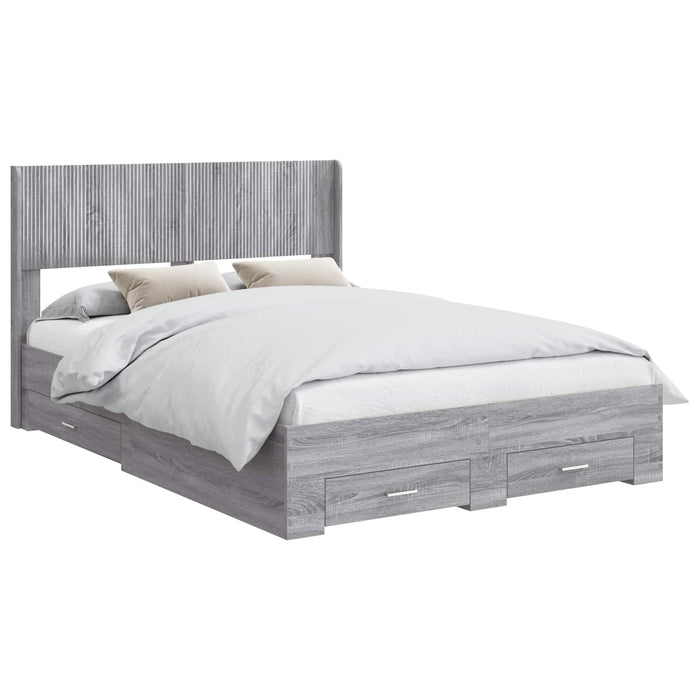 Cadru de pat cu depozitare și tăblie Sonoma gri 140 x 190 cm WALTI