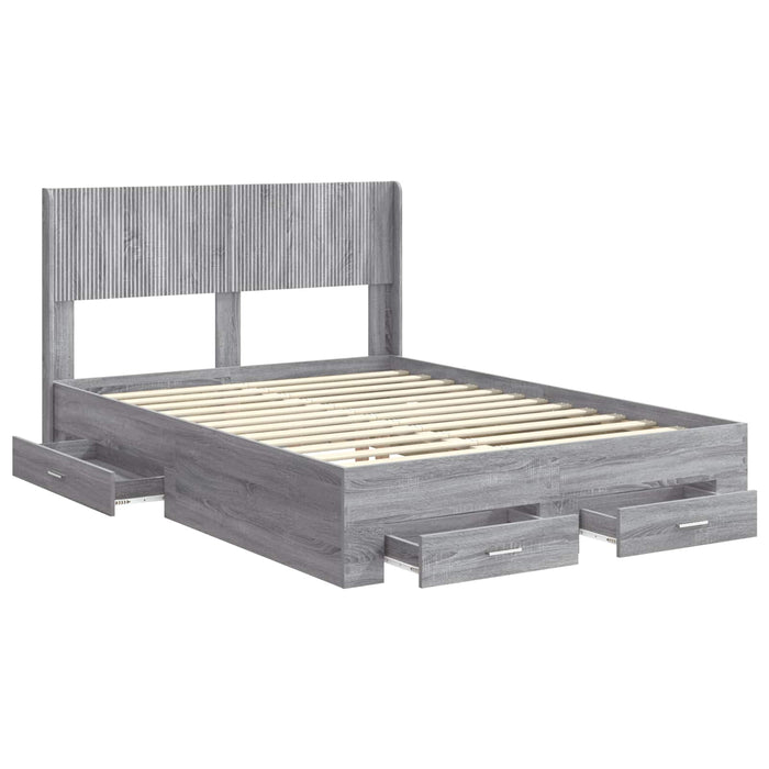 Cadru de pat cu depozitare și tăblie Sonoma gri 140 x 190 cm WALTI