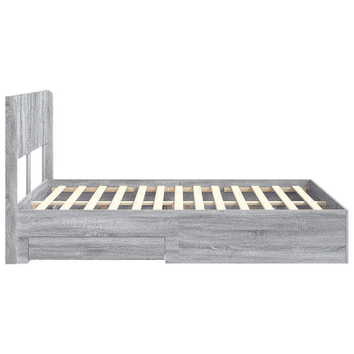 Cadru de pat cu depozitare și tăblie Sonoma gri 140 x 190 cm WALTI