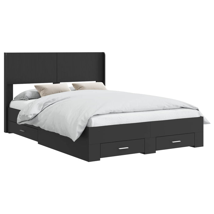 Cadru de pat cu depozitare și tăblie Negru 135 x 190 cm - WALTI WALTI