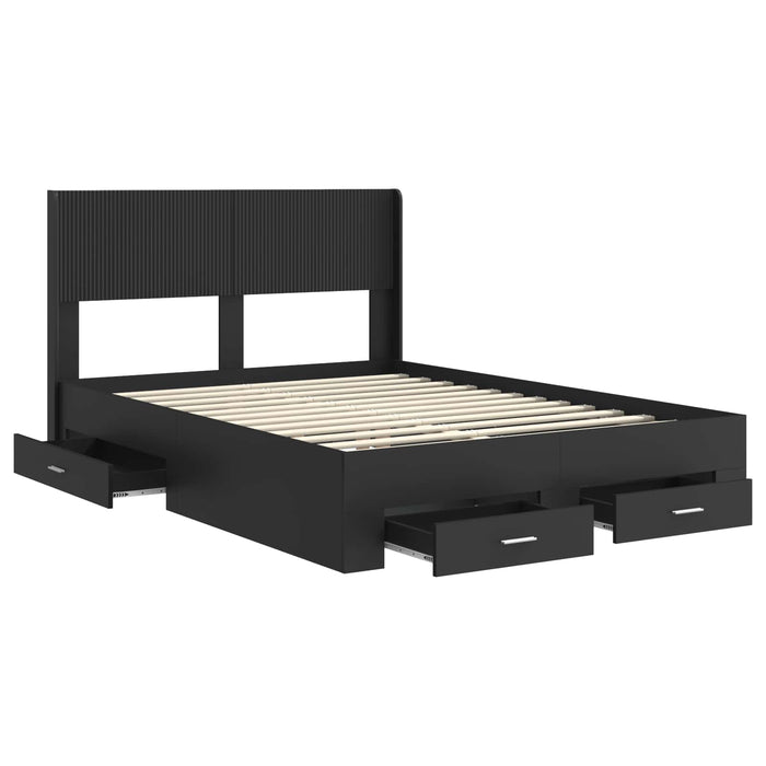 Cadru de pat cu depozitare și tăblie Negru 135 x 190 cm - WALTI WALTI
