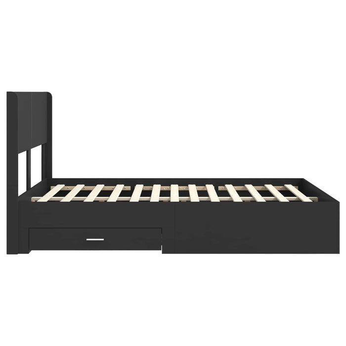 Cadru de pat cu depozitare și tăblie Negru 135 x 190 cm - WALTI WALTI