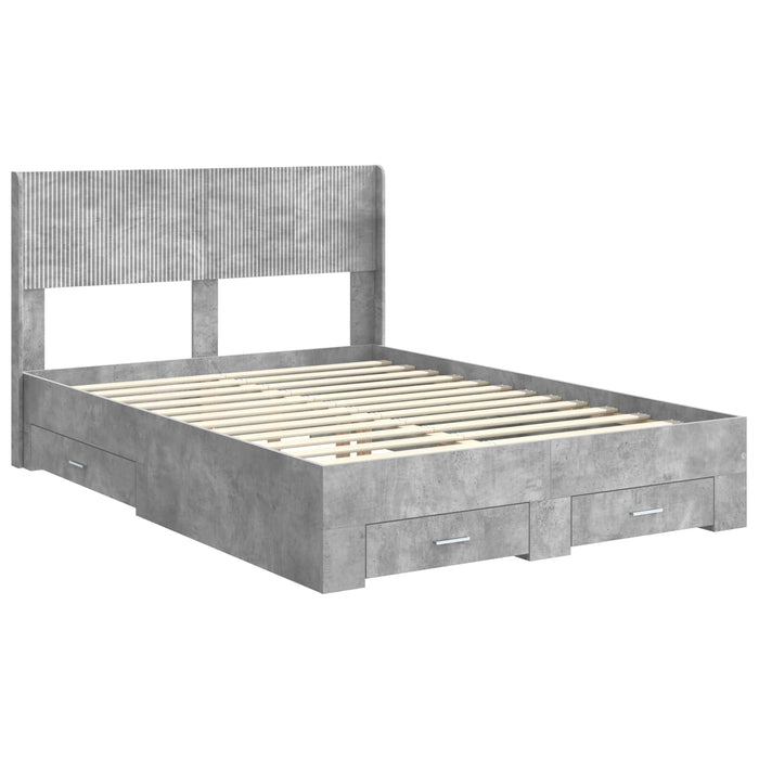 Cadru de pat cu depozitare și tăblie Gri Beton 120 x 190 cm WALTI