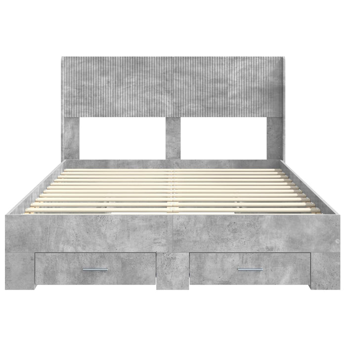 Cadru de pat cu depozitare și tăblie Gri Beton 120 x 190 cm WALTI