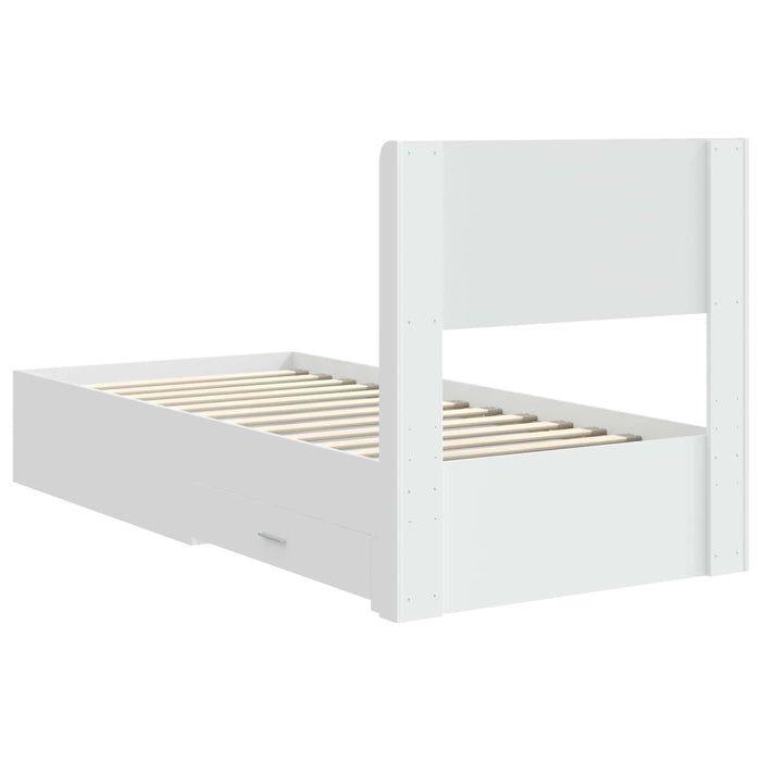 Cadru de pat cu depozitare și tăblie Alb 90 x 190 cm WALTI