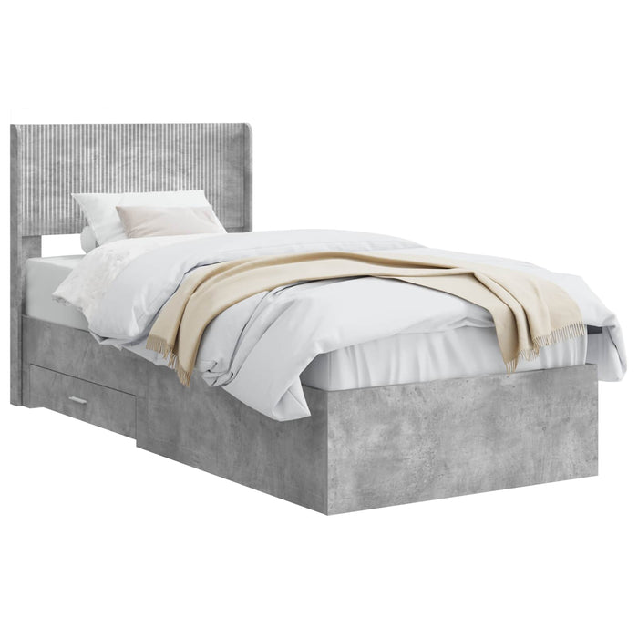 Cadru de pat cu depozitare și tăblie Gri Beton 90 x 190 cm - WALTI WALTI