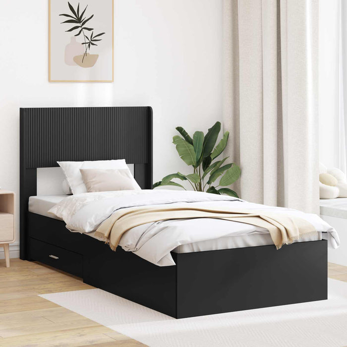 Cadru de pat cu depozitare și tăblie Negru 75 x 190 cm - WALTI WALTI
