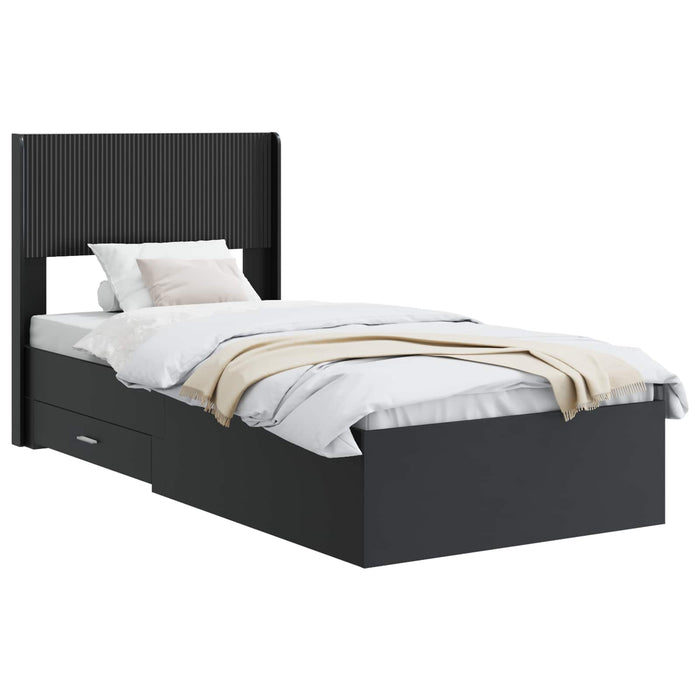 Cadru de pat cu depozitare și tăblie Negru 75 x 190 cm - WALTI WALTI