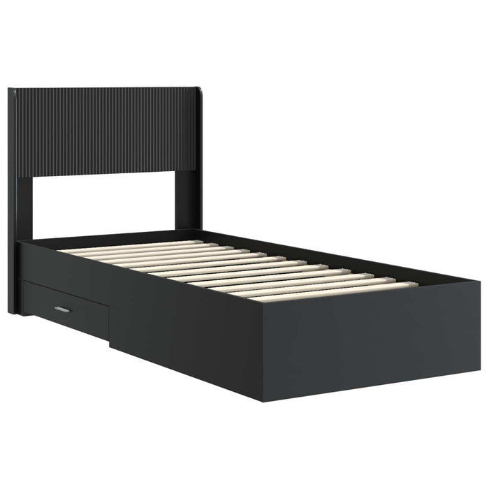 Cadru de pat cu depozitare și tăblie Negru 75 x 190 cm - WALTI WALTI