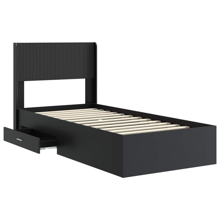 Cadru de pat cu depozitare și tăblie Negru 75 x 190 cm - WALTI WALTI