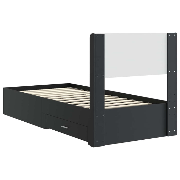 Cadru de pat cu depozitare și tăblie Negru 75 x 190 cm - WALTI WALTI