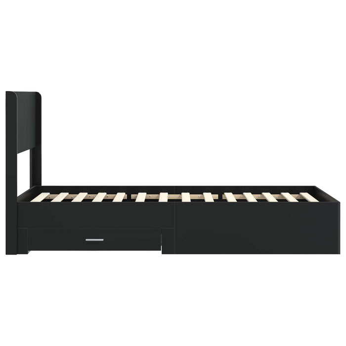 Cadru de pat cu depozitare și tăblie Negru 75 x 190 cm - WALTI WALTI