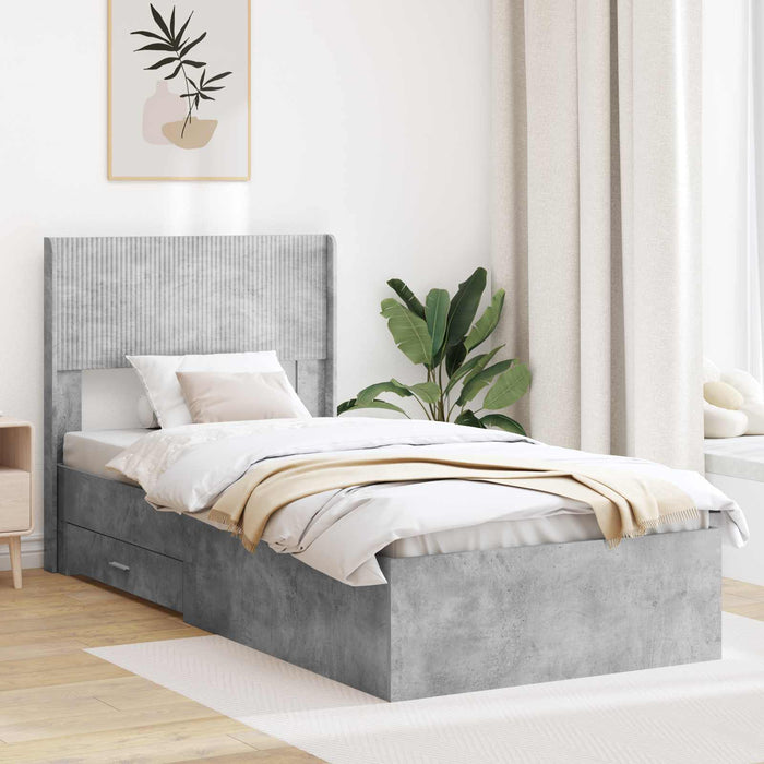 Cadru de pat cu depozitare și tăblie Gri Beton 75 x 190 cm - WALTI WALTI