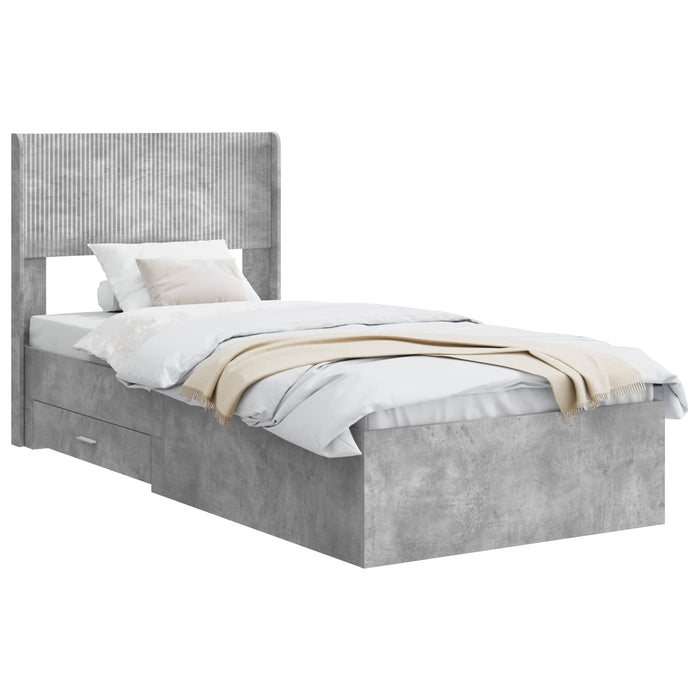 Cadru de pat cu depozitare și tăblie Gri Beton 75 x 190 cm - WALTI WALTI