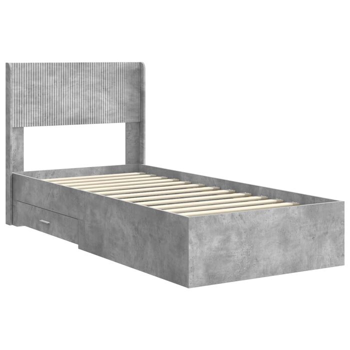 Cadru de pat cu depozitare și tăblie Gri Beton 75 x 190 cm - WALTI WALTI