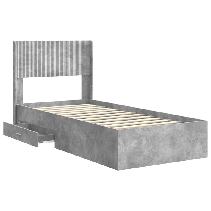 Cadru de pat cu depozitare și tăblie Gri Beton 75 x 190 cm - WALTI WALTI
