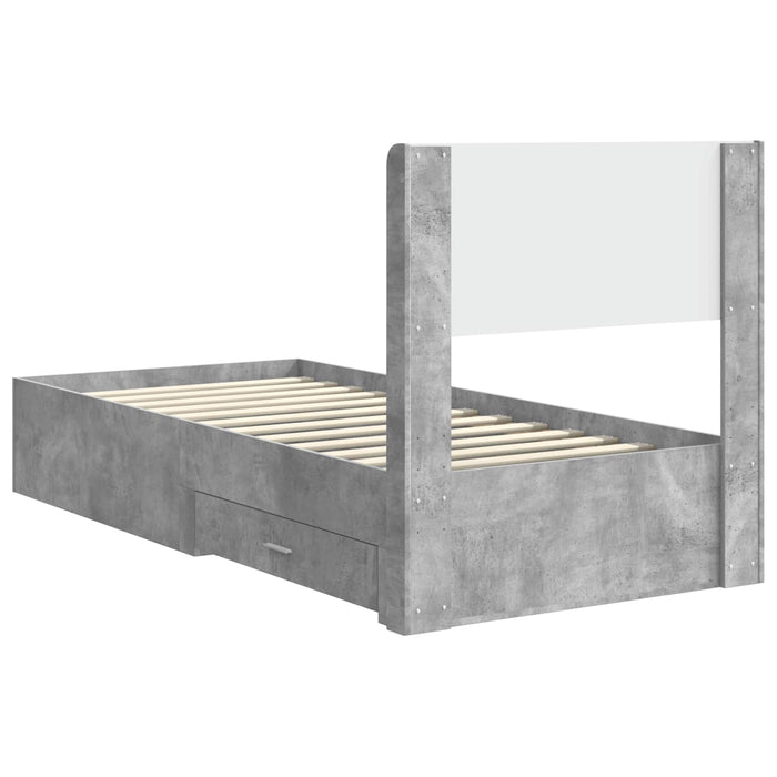 Cadru de pat cu depozitare și tăblie Gri Beton 75 x 190 cm - WALTI WALTI