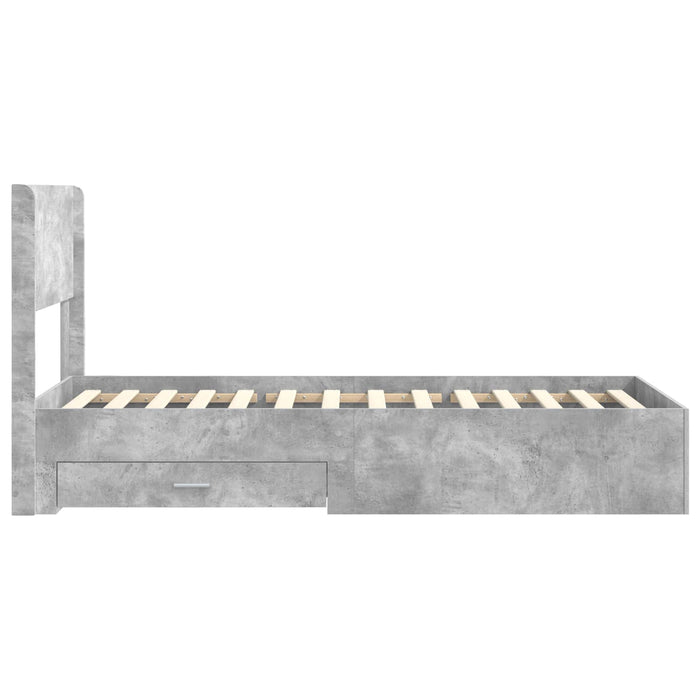 Cadru de pat cu depozitare și tăblie Gri Beton 75 x 190 cm - WALTI WALTI