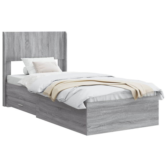 Cadru de pat cu depozitare și tăblie Sonoma gri 75 x 190 cm - WALTI WALTI