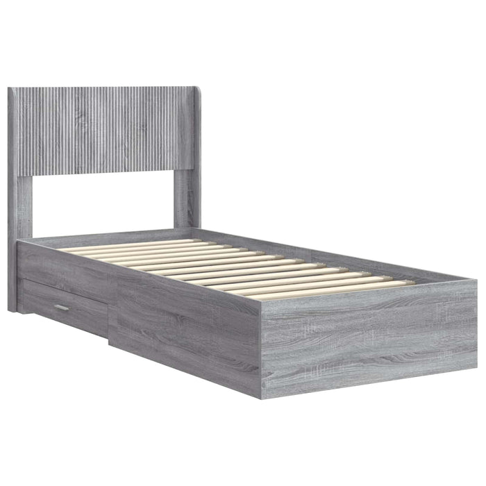 Cadru de pat cu depozitare și tăblie Sonoma gri 75 x 190 cm - WALTI WALTI