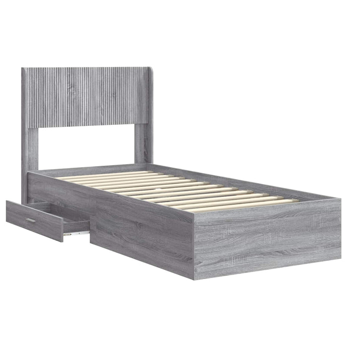 Cadru de pat cu depozitare și tăblie Sonoma gri 75 x 190 cm - WALTI WALTI
