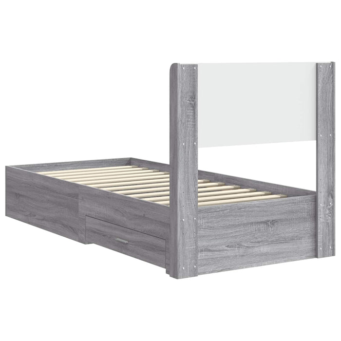 Cadru de pat cu depozitare și tăblie Sonoma gri 75 x 190 cm - WALTI WALTI