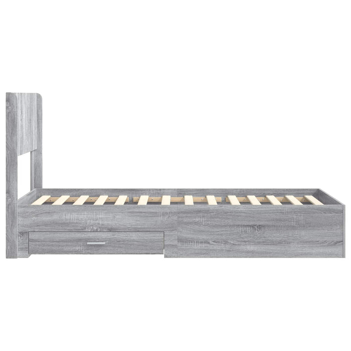 Cadru de pat cu depozitare și tăblie Sonoma gri 75 x 190 cm - WALTI WALTI