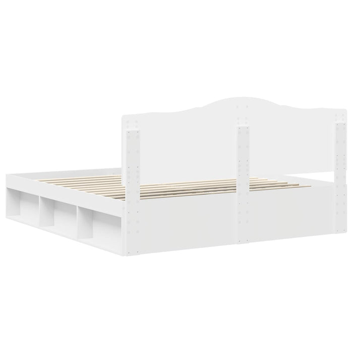 Cadru de pat cu headboard Alb 200 x 200 cm Lemn de pin masiv - WALTI WALTI