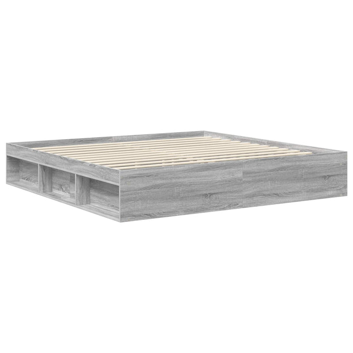Cadru de pat Gri Sonoma 200 x 200 cm Lemn de pin masiv - WALTI WALTI