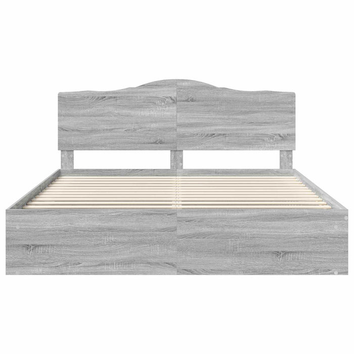 Cadru de pat Gri Sonoma 200 x 200 cm Lemn de pin masiv - WALTI WALTI