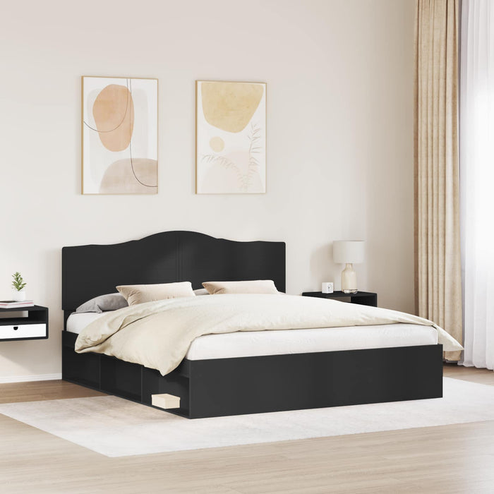 Cadru de pat cu headboard Negru 180 x 200 cm Lemn de pin masiv - WALTI WALTI