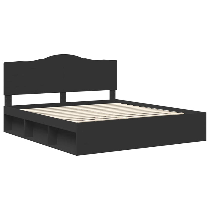 Cadru de pat cu headboard Negru 180 x 200 cm Lemn de pin masiv - WALTI WALTI